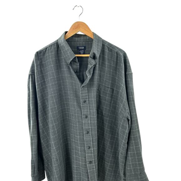 Izod Men’s Gray Plaid Button-Down Shirt - 2XL Long Sleeve - Picture 4 of 6